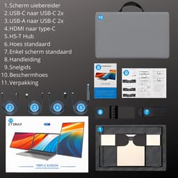 Stemap® Portable Monitor 16" Inch One Cable Tri Screen | Geschikt voor laptops van 13" t/m 17.3" Inch | Incl. Reistas | Laptop scherm extender | Draagbare monitor | 16 inch monitor — thumbnail 5