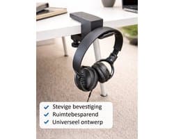 Headset Houder met Klembevestiging – Universele Koptelefoonhaak voor Bureau – Ruimtebesparend & Stevig – Zwart