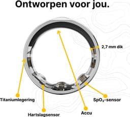 Kuno Ring 2 – Smart Ring – Slaapmonitor – Hartslag & Activiteitentracker – Stappen & Calorieën Meten – Zonder Abonnement – Waterbestendig – Zwart Maat 13 — thumbnail 2