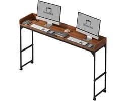 DreamDesk Verrijdbaar Bureau op Wielen Laptop & Werkbureau – Standing Desk - Bureaublad - Sta Bureau - Overbed tafel - Bed tafel - Past Over Bed - Bedtafeltje - Verstelbare tafel - 180 cm – Espresso Brown