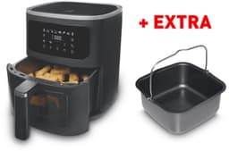 FRITEL Airfryer SnackTastic® 7720 – Heteluchtfriteuse 8L Incl. Extra Cakevorm - Airfryer XXL – 1700W – Voor 1-8 Personen – Touchscreen – Airfryer met Kijkvenster & Verlichting – 8 Programma’s – PFAS-vrij – Zwart – Met Bakvorm voor Cake — thumbnail 1