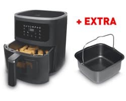 FRITEL Airfryer SnackTastic® 7720 – Heteluchtfriteuse 8L - Airfryer XXL – 1700W – Voor 1-8 Personen – Touchscreen – Airfryer met Kijkvenster & Verlichting – 8 Programma’s – PFAS-vrij – Zwart – Incl. Extra Cakevorm