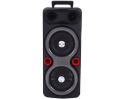Draagbare Outdoor Speaker - 2x 6.5" Bas, RGB Verlichting, TWS, Karaoke Microfoon - Zwart