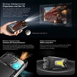 Ulefone Armor 34 Pro Robuuste Smartphone met Projector – IP68/IP69K & MIL-STD-810H – 6.95'' FHD+ 120Hz – 25500mAh & 66W Snelladen – 32GB RAM 512GB – 50MP + 64MP Nachtzicht – NFC – Dual SIM – Android 15 – Zwart — thumbnail 4
