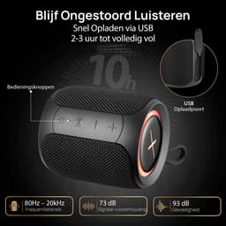 VolkanoX Bluetooth Speaker - 36W Vermogen - TWS - RGB verlichting - 10 uur lang muziek - Waterdicht - Zwart — thumbnail 2