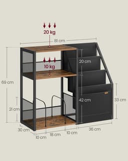Delightness Draaitafelstandaard - Bijzettafel - Platenspelerkast - Platenspeler Meubel - Platenspeler Tafel - 3 Verdiepingen - LP Kast - Zwart - Bruin — thumbnail 2