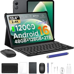 Aorlym P13 - Tablet - Tablets - 48 GB RAM + 128 GB ROM - 13,4 inch 2,4K 120 Hz - Android 16 - Gemini AI - 12000 mAh/18 W - Face ID - Widevine L1 - 13 MP + 8 MP camera - Dubbele luidsprekers - Tablet met toetsenbord en pennenhouder - Zwart — thumbnail 1