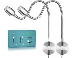 Led Leeslamp - Wandlamp Nachtlamp - Comfortabel Lezen - Dimbaar Geheugenfunctie - 38cm Zwanenhals - Blauw