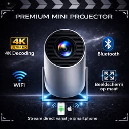 STOBE LIKE THE MOVIES - Mini Beamer thuisbioscoop - Alles-in-één Smart TV Projector - Draagbaar - 4K Support - Full HD - WIFI - Bluetooth - Geschikt voor Apple & Android streaming- Gsm beamer- Smart beamer - Plafond beamer — thumbnail 3