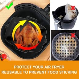 2-delige siliconen inlegset voor airfryers – Airfryer-accessoires – Herbruikbaar, met handvatten – Vierkante siliconen airfryer-schaal – Siliconen bakvorm – Airfryer-mandje – BPA-vrij siliconen bakaccessoire – Zwart — thumbnail 5