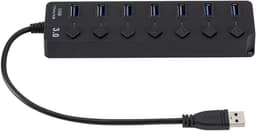 USB Hub - Poort Expander - Extra Poorten Creëren - 7 Poorten met Schakelaars - Tot 5 Gbps - Zwart — thumbnail 5