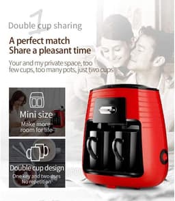 Volautomatisch Koffiezetapparaat - Espressomachine Cappuccino Maker - Snelle Koffiebereiding - Bonen-naar-kop Systeem - Compact Formaat 21cm - Rood — thumbnail 2