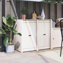 Keukendeuren Set - Buitenkeuken Deurtjes - Buiten Koken - Massief Vurenhout - 50x82 cm - Wit — thumbnail 1