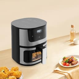 Grote Heteluchtfriteuse - Airfryer XL - Snel Koken - Groot Kijkvenster - 7 Liter Capaciteit - Zwart Zilver — thumbnail 2