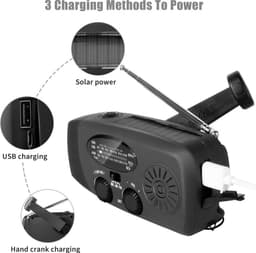 Noodradio Solar Opwindbaar en Batterij - Noodpakket - Draagbare Survival Radio - Inclusief 10.000 mAh Solar Powerbank - Powerbank Zonneenergie - Bouwradio - Zaklamp - Rood — thumbnail 4