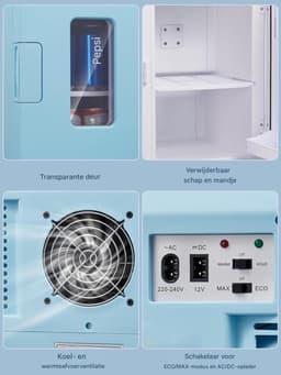 2 in 1 Mini Koelkast 15L - Compacte Koelkast met Koel en Verwarmfunctie - Draagbare Mini Fridge DC en AC - Kleine Koelkast voor Auto Kamer en Kantoor - Stille Energiezuinige Cosmetica en Dranken Koelkast - Mini Koelkast - Mini Koelkasten Voor Drinken — thumbnail 3