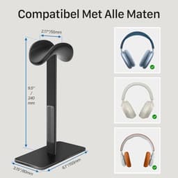 Hoofdtelefoonstandaard met Slaapmodus - Aluminium met Siliconen Kussen, Gaming Accessoire voor Bureau - Zwart — thumbnail 4