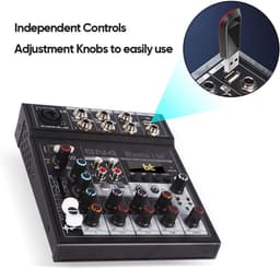 Bn4 mini 5 Kanalen Dj Mixing Console Met Geluidskaart 48V Fantoom Power Bluetooth Pc Voor Opname — thumbnail 5
