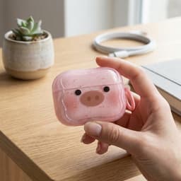 Roze transparant hoesje voor oordopjes dames met varkentje print geschikt voor AirPods Pro 2 siliconen soft case beschermhoes met clip — thumbnail 4