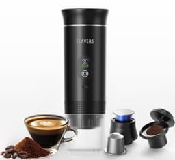 Flavers ® | Draagbare Koffiemachine | 2026 model | Draagbare Elektrische Espressomachine | Zwart | Koffiezet apparaat voor Onderweg | Capsules & Gemalen Koffie | Portable Espresso Machine | Cadeauset | koffiemaatje | Reis & Camping Koffiezetapparaat — thumbnail 1