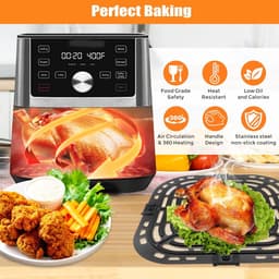 Vervangbaar rek geschikt voor Instant Pot Vortex 6 in 1 6 QT Gourmia GAF685 GAF735 6 QT luchtfriteuse, accessoires voor luchtfriteuse, bakplaat/krokante plaat/rooster, vaatwasserbestendig — thumbnail 4
