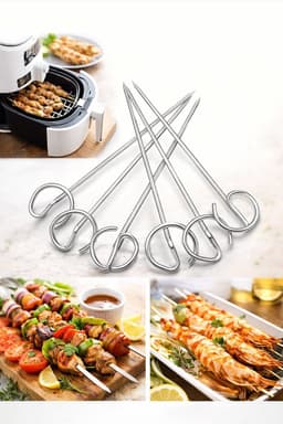 30 Stuks RVS BBQ Spiesen – Herbruikbare Grillspiesen voor BBQ, Grill en Airfryer – Roestvrijstalen Vleesspiesen voor Vlees, Groenten en Kebab — thumbnail 2