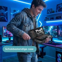 RENALUX Case Geschikt voor Nintendo Switch 2 - Hoesje Met opbergvak voor Games en Accessoires - Waterdicht en Schokbestendig - Zwart — thumbnail 3