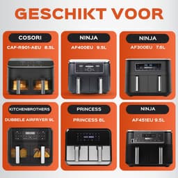UNBOX Airfryer Accessoires - Geschikt voor Dual Airfryers - Ninja Foodi AF300 AF400 AF451 - Dubbele Airfryer - Inclusief Airfryer Siliconen Bakje & E-Book — thumbnail 2