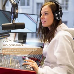 TOVBMUP Bedrade DJ-koptelefoon - Hoge-resolutie audio - Met microfoon - Superbas - Opvouwbaar - Met deelpoort - Dubbele kabelverbinding - Geschikt voor computers, studio's, piano's en gitaren — thumbnail 2