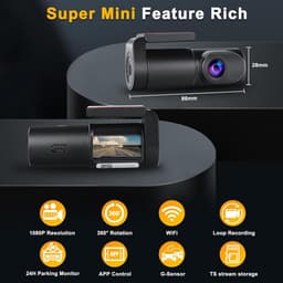 Dashcam - Frontcamera - Autocamera - 1080P - WiFi - Autodashcam - Met 0,96 inch minischerm - Met SD-kaart - Parkeerbewaking - Nachtzicht - 140° groothoek - App-bediening - G-sensor - Eenvoudig te installeren - Zwart — thumbnail 2