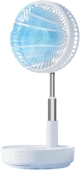 Ventilator - Kleine ventilator - Draagbare ventilator - Draagbare oscillerende ventilator met verstelbare hoogte - Met afstandsbediening - Opvouwbaar - 4 snelheden - Voor slaapkamer, kantoor, reizen - 7,7 inch - Wit — thumbnail 1