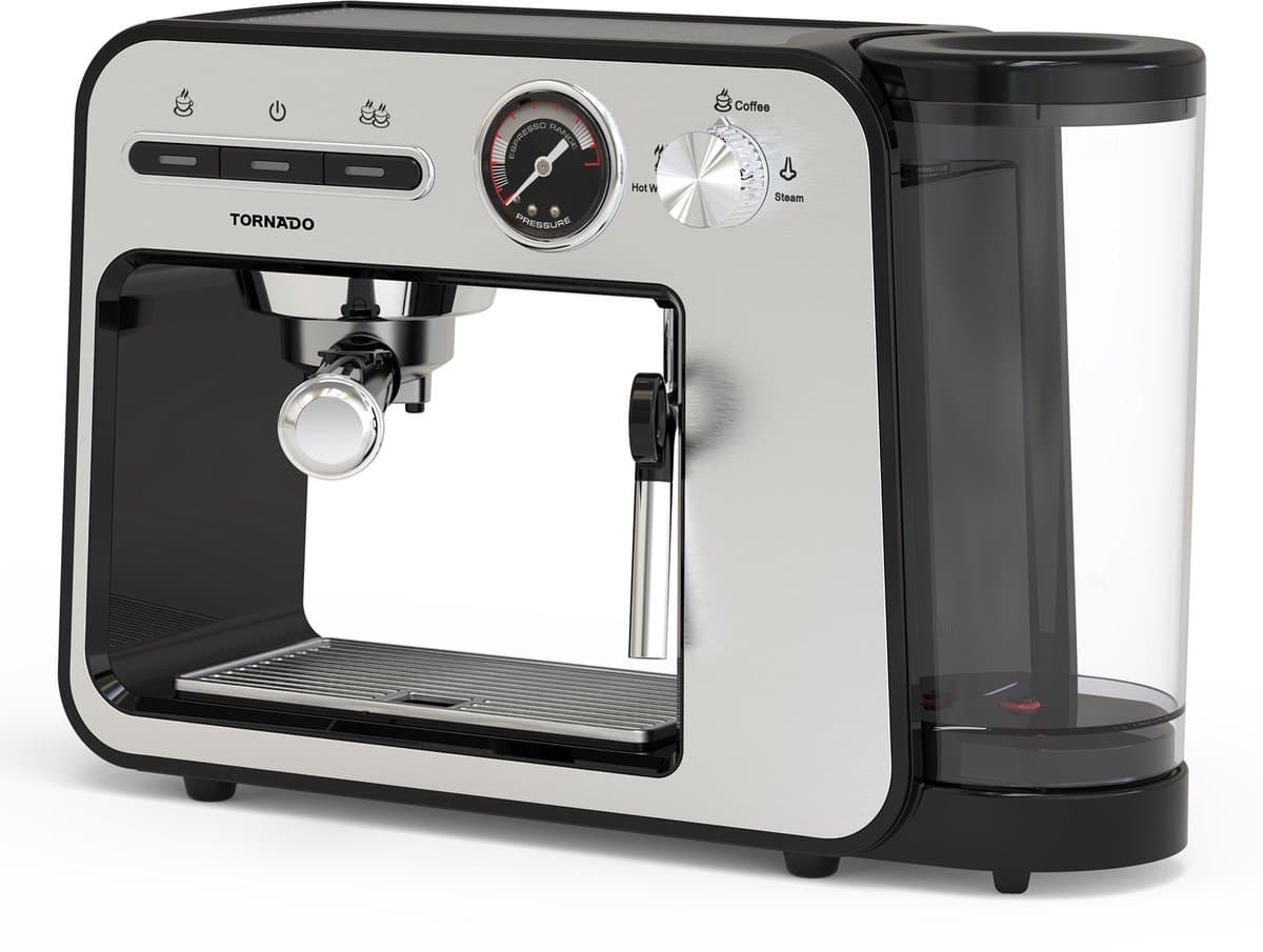 Tornado TST-693B-GS - Espressomachine - 5-in-1 - 19 Bar - Multi-Capsule & Gemalen Koffie - Stoompijp - 1L — afbeelding 1