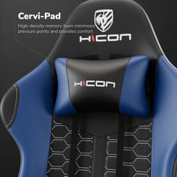 HICON® Gamestoel – Gamestoel met voetsteun - Gamestoel voor PC & Console – Verstelbaar | Lambeth - Blauw — thumbnail 5