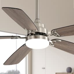 Re-purelife® Koel Zomer Collectie Grote Plafondventilator Ø132 cm met LED & Afstandsbediening – 6 Snelheden, 5 Bladen, Omkeerbare DC Motor met Zomer- & Winterfunctie, Stil & Energiezuinig – Must-Have Zomer voor Woonkamer, Slaapkamer – Brushed Nickel — thumbnail 2
