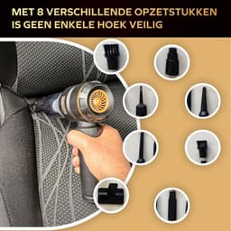 Auto Stofzuiger Draadloos - 18000PA Zuigkracht - Kruimelzuiger - Handstofzuiger - Kruimeldief - 9 Opzetstukken - HEPA Filter - Oplaadbaar - Snoerloos - Mini Stofzuiger - Airduster — thumbnail 4