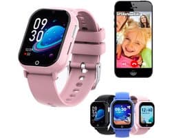GPSHorlogeKids© - smartwatch kinderen - GPS horloge kind – kleinste model 2025 – kinder smartwatch - 4G videobellen - spatwaterdicht - SOS alarm - incl. SIM - PAX Roze