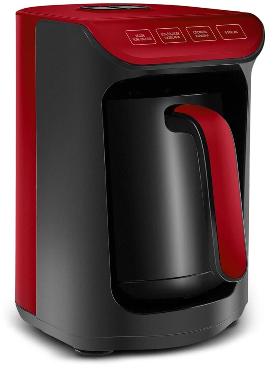 Karaca Hatır Koz – Turkse Koffiemachine met Roosterfunctie – Cherry Rood – voor 5 kopjes koffie met schuim — afbeelding 1
