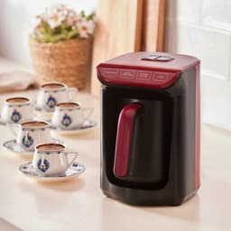 Karaca Hatır Koz – Turkse Koffiemachine met Roosterfunctie – Cherry Rood – voor 5 kopjes koffie met schuim — thumbnail 5