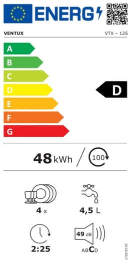 Ventux® Mini Vaatwasser Incl. App – 8 Programma’s – 2-4 couverts - Vaatwasser Vrijstaand Voor Camping - 900 Watt Afwasmachine – 42,5 x 42,8 x 45,8 cm - Wit — thumbnail 2