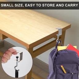 Allecto Plus - Bureau Mount Tas Houder Metaal Onder Tafel Draagbare Hoofdtelefoon Houder Klem - Handtas Organisator Meisjes Vrouwen - Kantoor Accessoires Opruimen Rommel - Verstelbaar en Handig in Gebruik — thumbnail 2