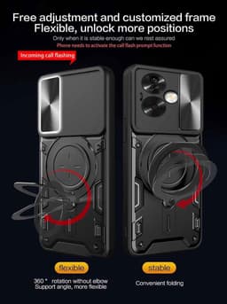 Allecto Plus - Schokbestendige hoes voor OPPO A79 5G met onzichtbare ringhouder en uitschuifbare cameracutout - Dubbellaags siliconen TPU + PC-hoes blauw — thumbnail 3