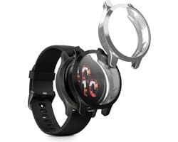 kwmobile 2x smartwatch hoes geschikt voor Garmin Garmin Venu 2S / vivoactive 4S hoesje - Siliconen sporthorloge cover - Activity tracker case in zwart / zilver