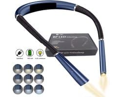 BP® Nekleeslamp Blauw - Leeslampje voor Boek - Leeslampje voor in Bed - Neklampje voor Haakwerk - Flexibel voor Perfecte Pasvorm - Oplaadbaar - 3 kleuren licht - 9 standen