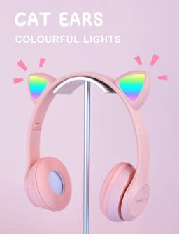 Draadloze Koptelefoon – Kattenoren – Met LED-licht – Bluetooth — thumbnail 1