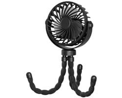 Handventilator - Draagbare Ventilator Oplaadbaar - Zwart - Hand Tafelventilator Draadloos - Kinderwagen Mini Fan - 3 Standen - mini ventilator - festival ventilator - octopus ventilator — afbeelding 1