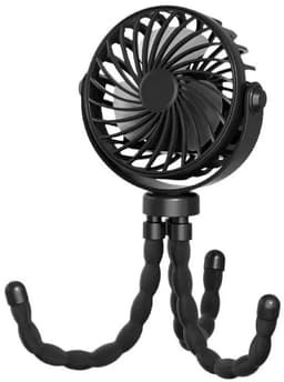 Handventilator - Draagbare Ventilator Oplaadbaar - Zwart - Hand Tafelventilator Draadloos - Kinderwagen Mini Fan - 3 Standen - mini ventilator - festival ventilator - octopus ventilator — thumbnail 1