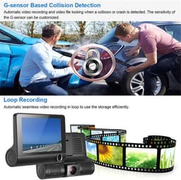 4-inch dashcam voor in de auto met drie lenzen en nachtzicht in hoge resolutie — thumbnail 2