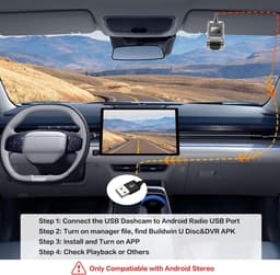 USB-auto DVR-camera/videorecorder, loop-opname ADAS, dashcam, met 32 ​​GB SD-kaart, 24-uurs parkeermodus, rijrecorder, dashcam voor Android, radio, stereo, GPS, dvd, nachtzicht, Full HD — thumbnail 3