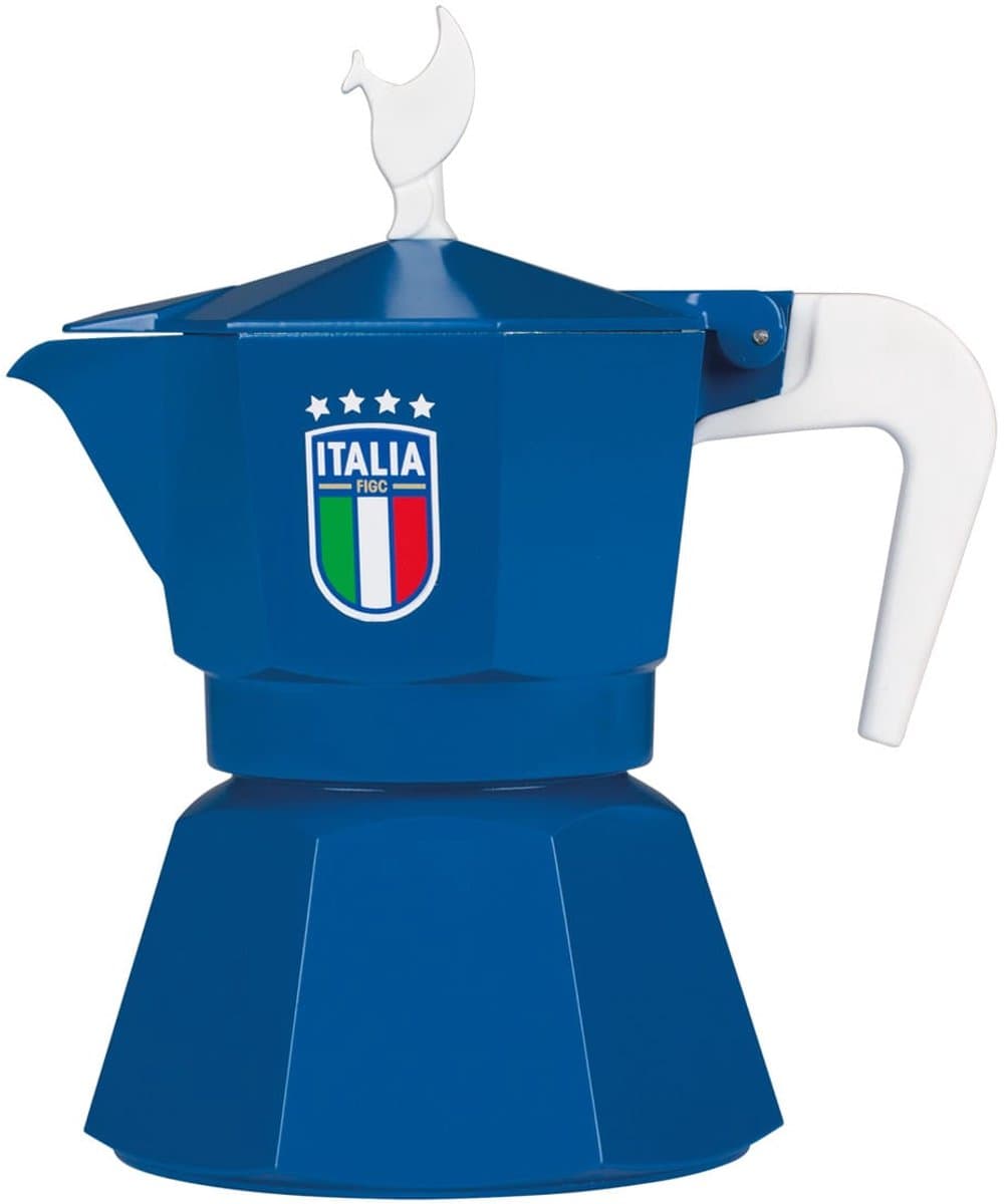 Moka pot Mokavit Italia FIGC Blauw – Italiaanse percolator 3 kopjes – Alternatief voor Bialetti – Voetbal editie — afbeelding 1