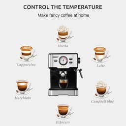 Koffiezetapparaat - koffiemachines - HiBREW Koffiezetapparaat Cafetera 20-bar Espresso inox Semi-automatische Expresso Cappuccino Heet water Stoomtemperatuurweergave H5 — thumbnail 3